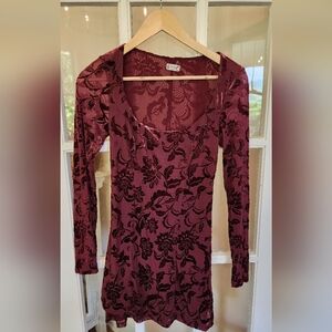 Free People intimately Burgundy velvet burnout layering slip dress